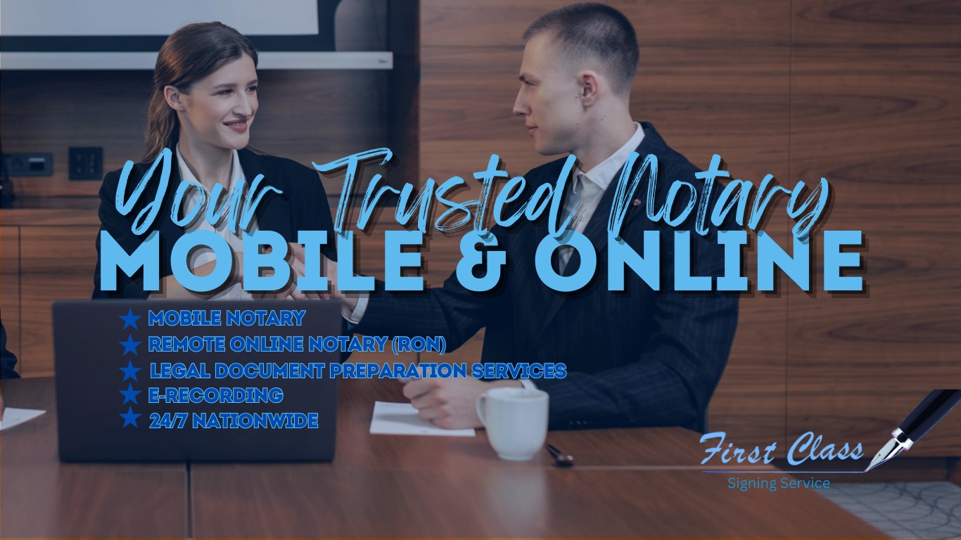 Utah Mobile Notary and Remote Online Notary Services - First Class Signing Service